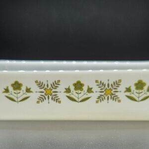 Anchor Hocking Fire King casserole dish in the Meadow Green pattern 1.5 QT